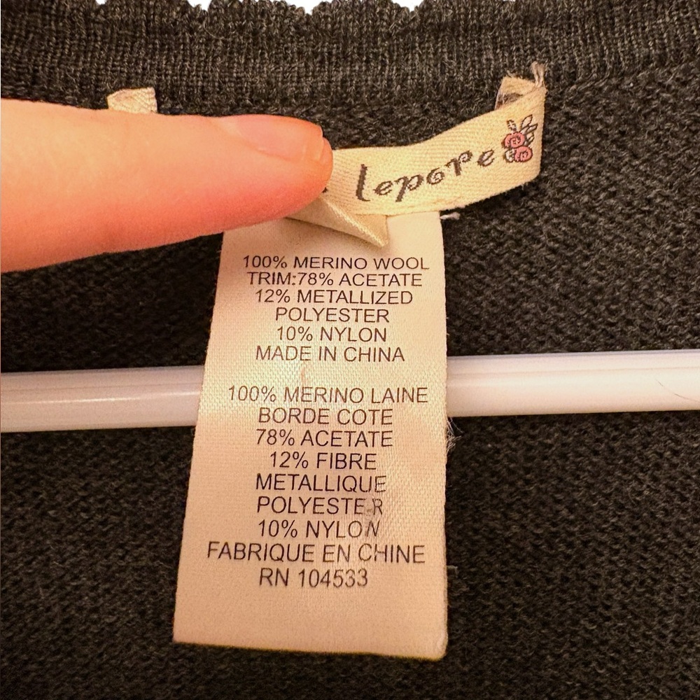 Nanette Lepore Merino Wool Dress Charcoal Grey Preowned Sz Small - Picture 3 of 6